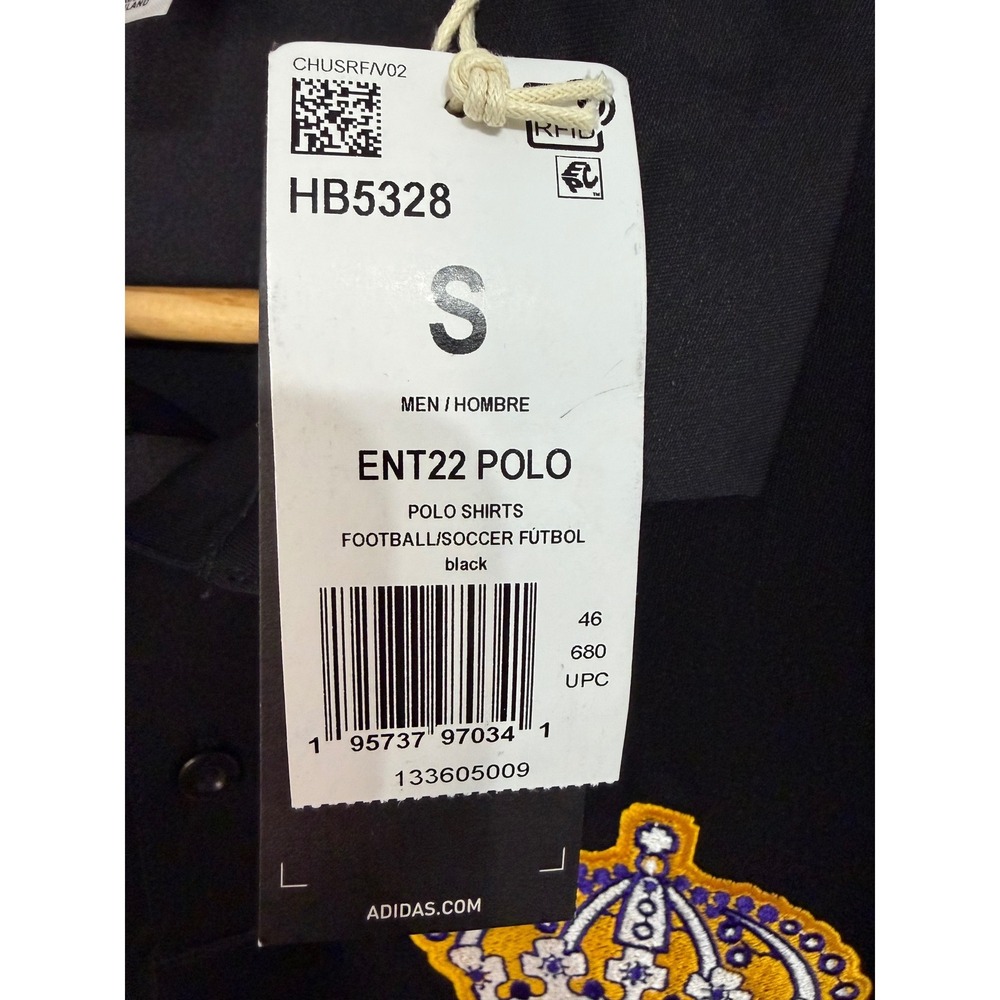 Adidas Mens Entrada 22 Soccer Polo Shirt Black Aeroready HB5328 Crown Crest S - Picture 4 of 6